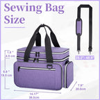 Large Sewing Supplies Organizer, Double Layer Sewing Storage Organizer with Two Detachable Dividers, Travel Sewing Bag Organizer with Shoulder Strap for Accessories, Purple, (Bag Only)
