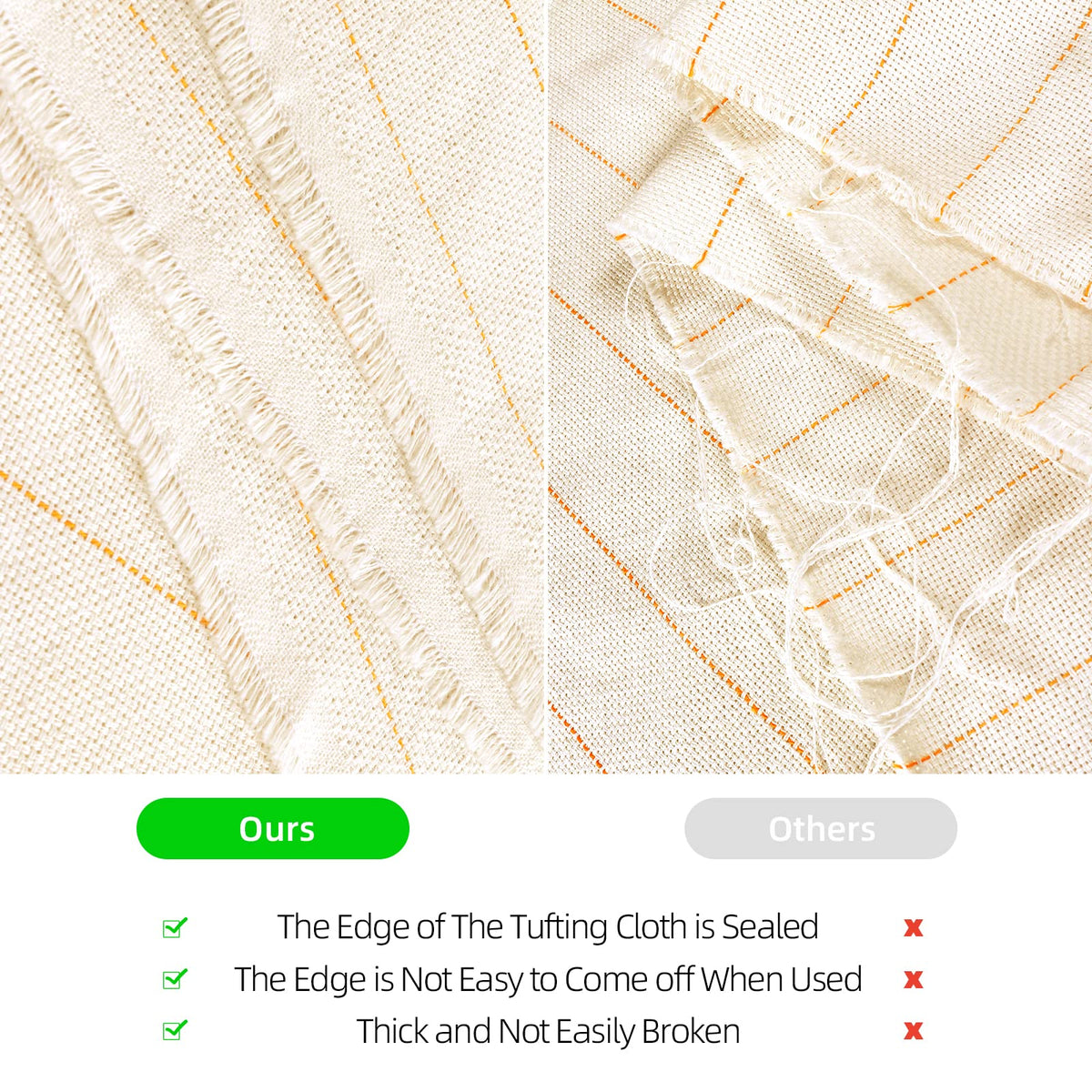 ROCKY&CHAO 70"x40" Non-Slip Backing Felt Cloth for Tufted Rugs, 59"x39" Tufting Cloth with Yellow Marked Lines for Rug Tufting, Monk Cloth Rug Tufting Kit for Tufting Gun, Punch Needle, Rug Hooking