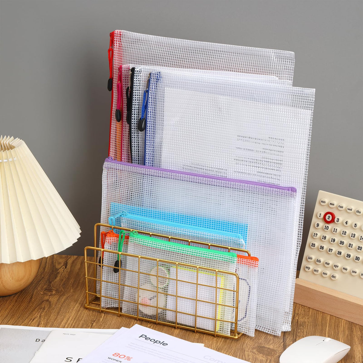 EOOUT 30pcs Mesh Zipper Pouch, Waterproof Zipper Bags, 8 Sizes, 8 Colors, Multipurpose for Travel, School Supplies, Office Appliances and Home Organization