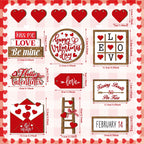 15 Pcs Valentine's Day Tiered Tray Decor Set Farmhouse Wood Valentine's Day Table Decorations Tabletop Rustic Wooden Red Love Heart Be Mine Kiss Me Table Signs for Wedding Party Gift