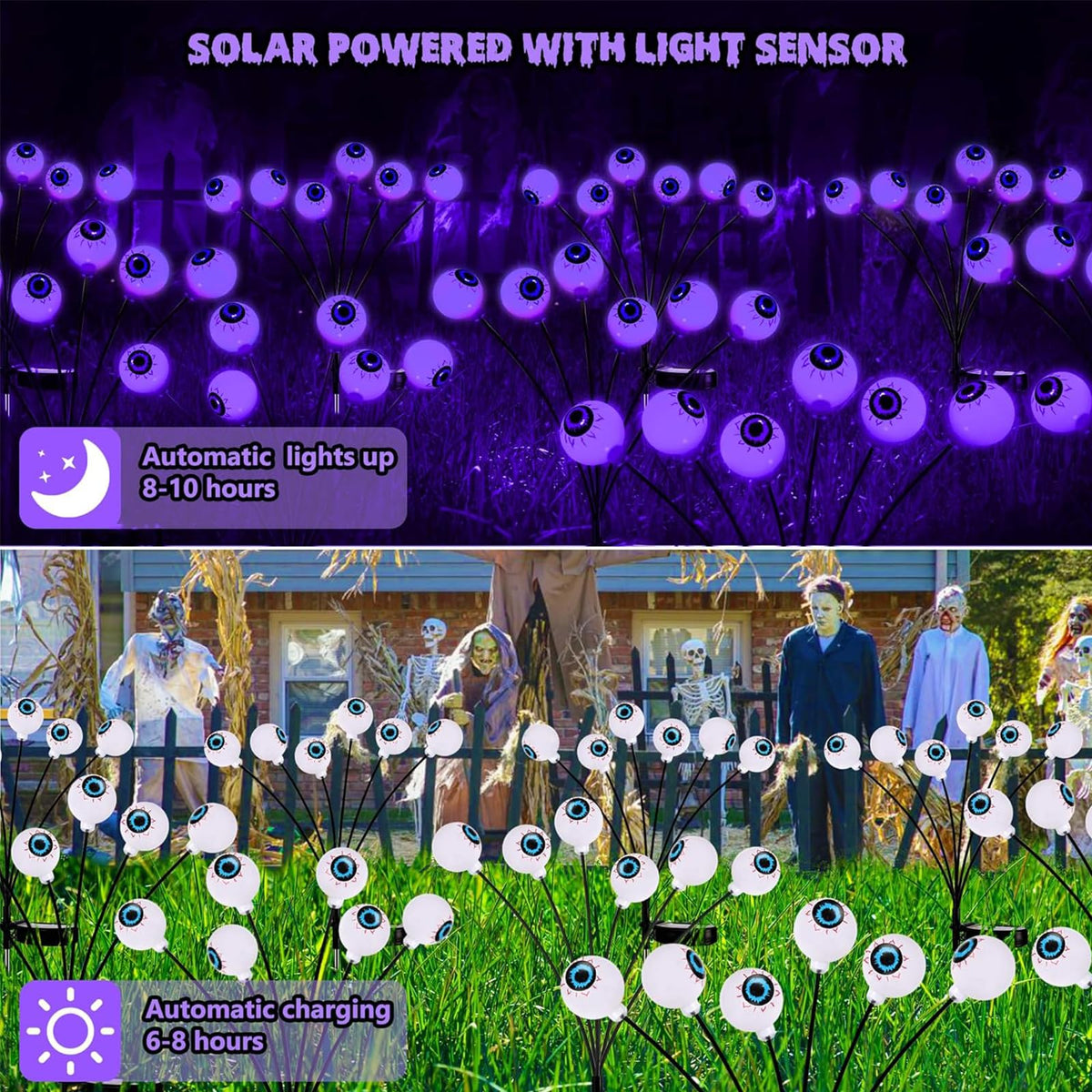 2-Pack Solar Halloween Eyeball Garden Lights — Purple