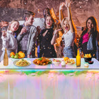 4 Pack Iridescence Plastic Tablecloths Disposable Laser Tablecloth Holographic Foil Rectangle Table Covers Birthday Disco Bachelorette Bridal Wedding Rainbow Iridescent Party Decorations 54" x 108"