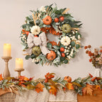22'' Fall Wreaths for Front Door, Fall Decorations for Home Autumn Wreath