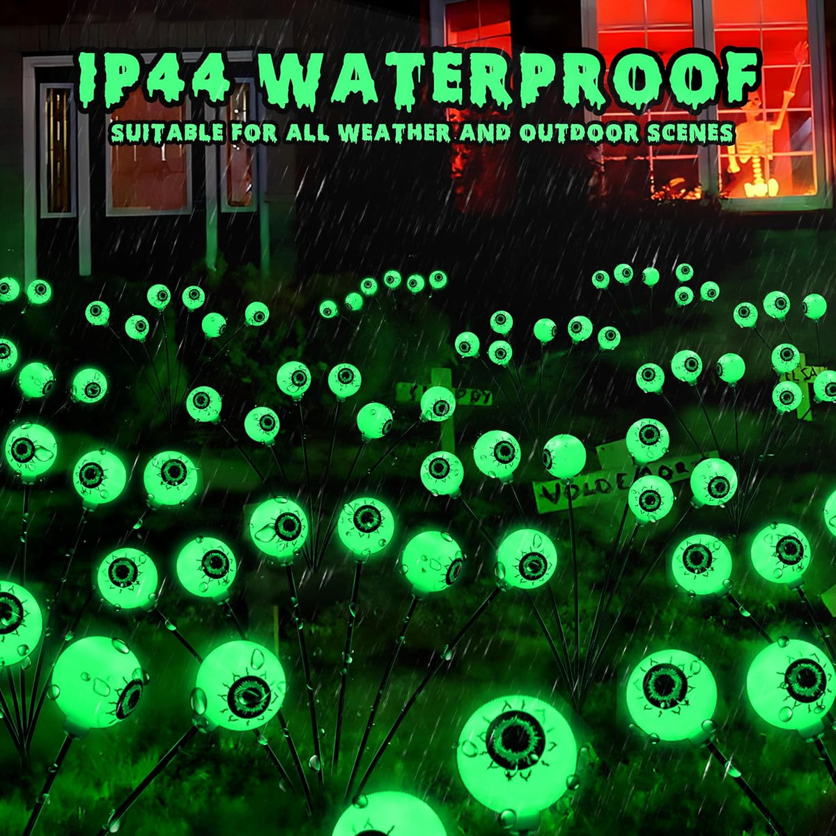 2 Packs Solar Halloween Stake Lights for Outdoor Halloween Decorations, 2 Modes Scary Eyeball Solar Halloween Pathway Lights, Waterproof Outdoor Halloween Decor Lights for Yard Patio Pathway