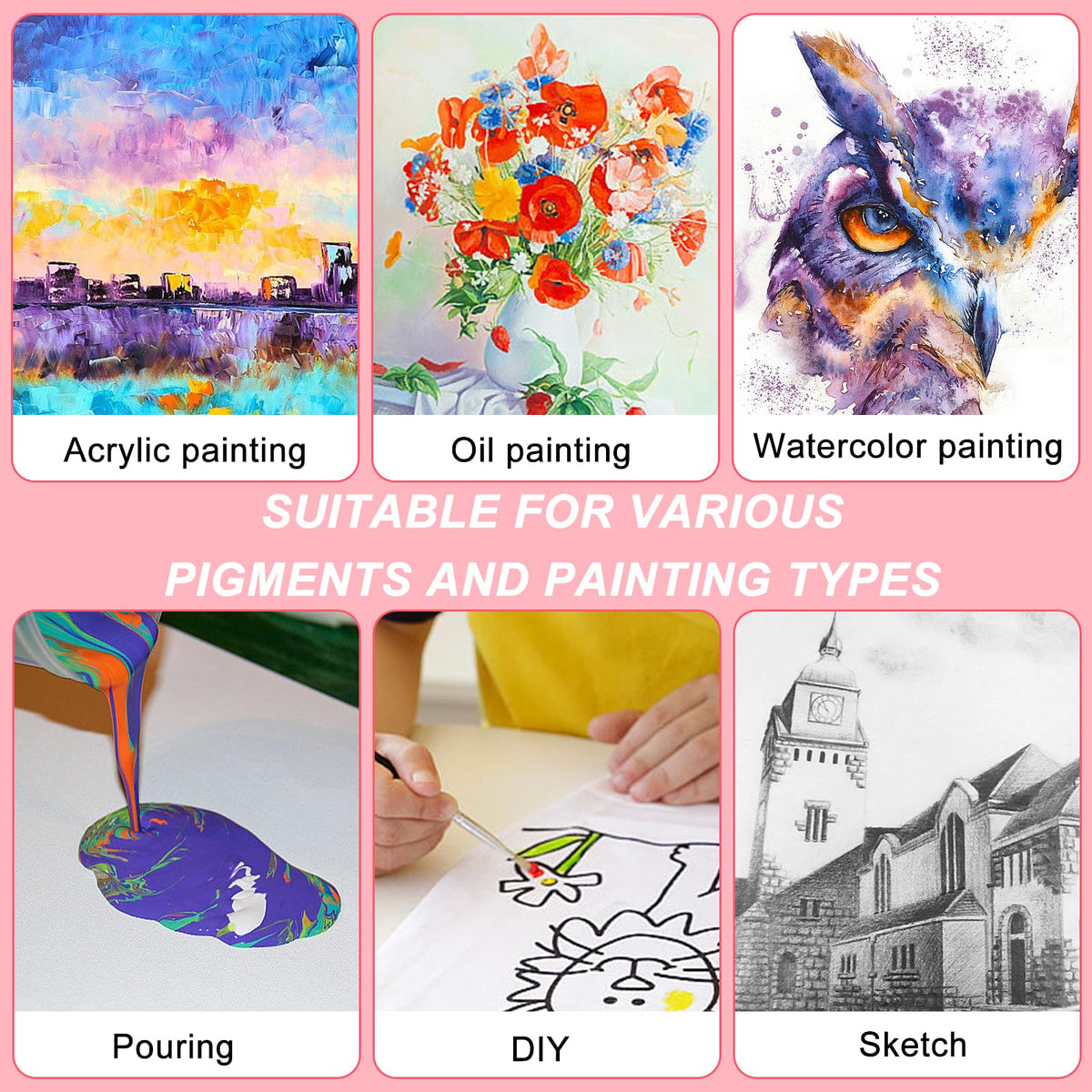 7 Packs Stretched Canvases for Painting,Multi Size 11x14, 9.44x12, 8x10, 5x7, 4x4, Round Canvas with 8x8,10x10, Primed Blank Canvas for Oil Paint, Acrylic Paint, Paint Canvas for Beginner, Artist.