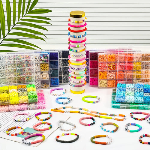 46000Pcs Clay Beads - 216Colors 10Boxes Clay Beads, 5 Styles Letter Beads,with Rich Making Accessories and 3 Rolls Crystal Cord,for Crafts