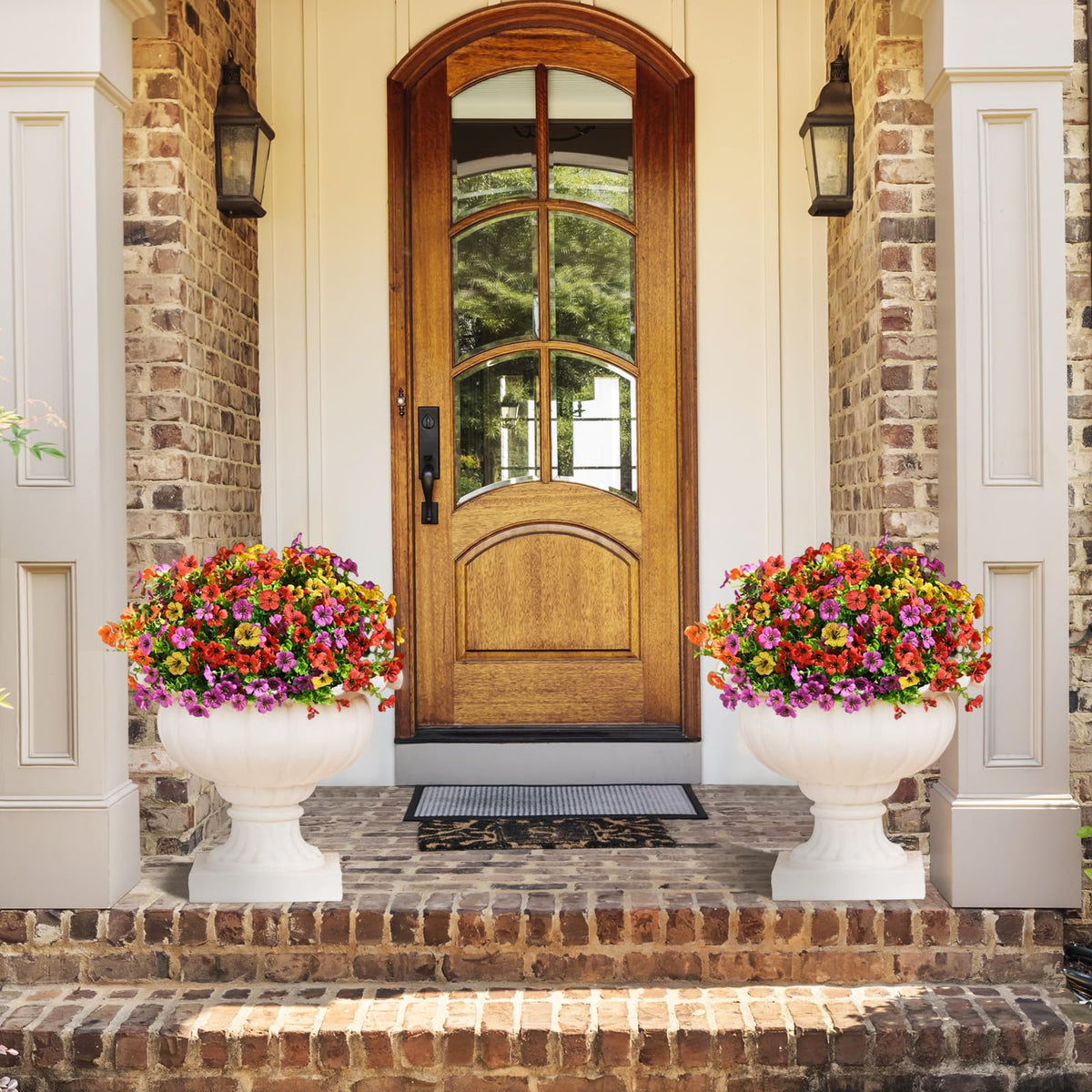 INQCMY Artificial Flowers for Outdoors Faux Plants Outdoor Fake Flowers Spring Decoration,12 Bundles Faux Silk Colorful Daisy Realistic UV Resistant for Outside Home Planter Window Porch Patio Yard