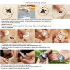 4 Packs Embroidery Necklace Kits, Embroidery Pendant Kit Mini Cross Stitch Kit with 4 Hoops, Necklace, Pendant, Stamped Pattern Cloth, Instructions, etc., Embroidery Kits for Adults