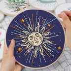 Louise Maelys 3 Set Tarot Embroidery Kits for Beginners,Cross Stitch Kit for Adults,Starters DIY Needlepoint Including Embroidery Cloth with Sun Moon Star Evil Eye Pattern and Instructions