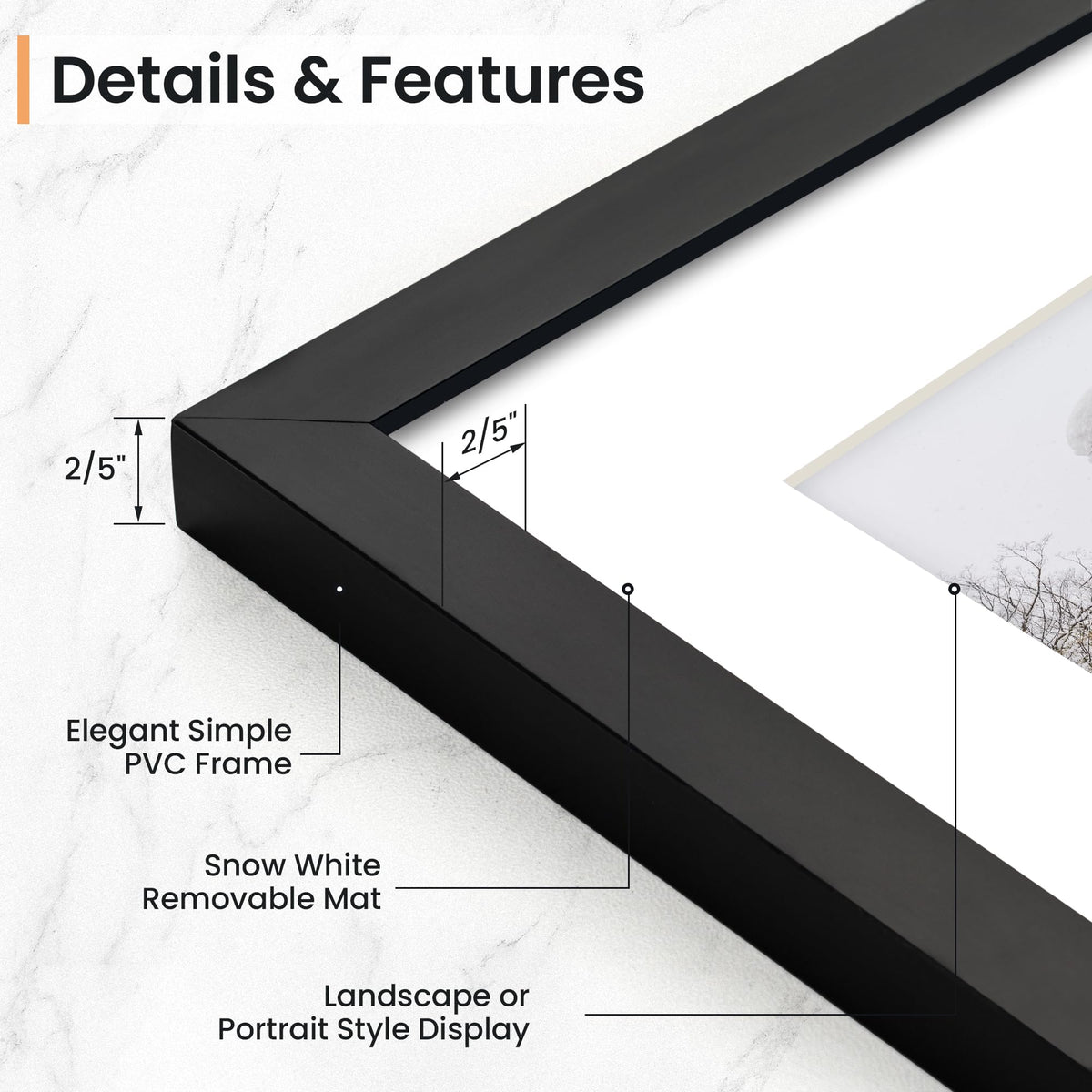 5x7 inch Picture Frame, 5x7 Photo Frames with 4x6 Removable Mat - High Definition Plexiglass - Vertical and Horizontal Display - Wall Hanging Frame - Black, 5 Pack