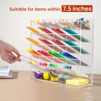 BEYGORM Acrylic Vertical Marker Organizer for 250 Markers with 21 Compartments, Clear Angled Pen & Pencil Holder, Large Desk Stationery & Art Supply Storage for Office & School (13 x 12.5 x 4 Inch)