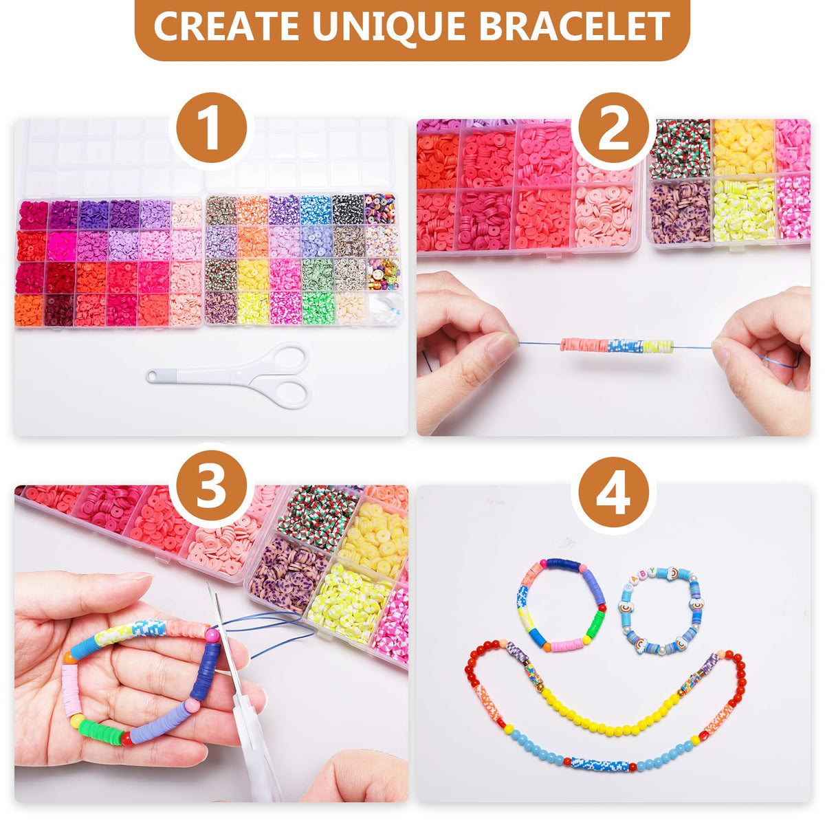 46000Pcs Clay Beads - 216Colors 10Boxes Clay Beads, 5 Styles Letter Beads,with Rich Making Accessories and 3 Rolls Crystal Cord,for Crafts