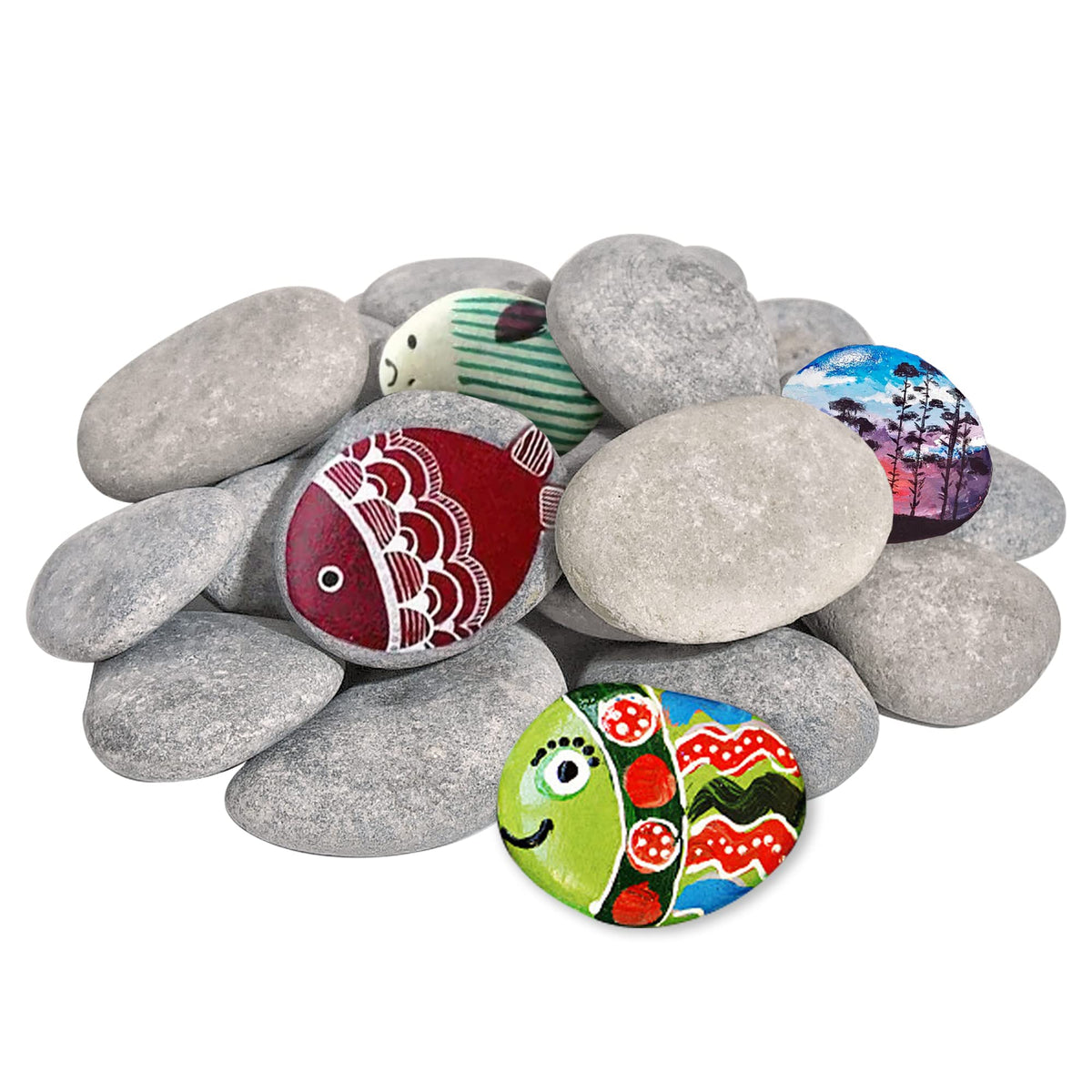 DALTACK 15-Piece Smooth River Rocks for Painting