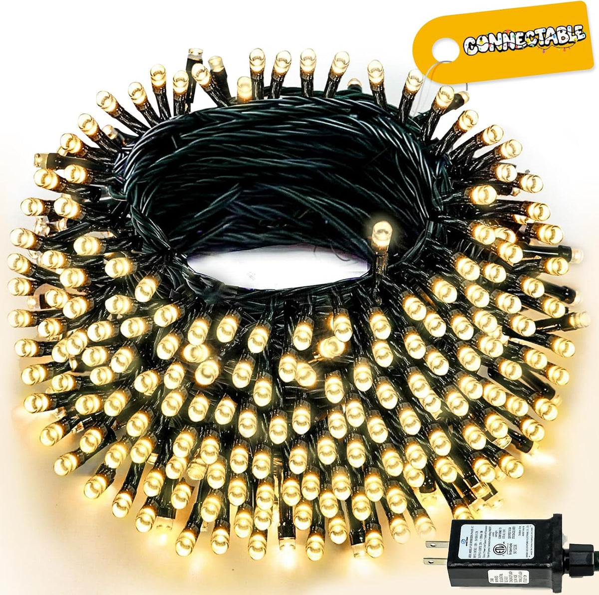 Connectable 88Ft 240LED Christmas String Lights Outdoor,Warm White