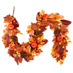 SHareconn 9ft Fall Garland with Lights and Timer for Mantle