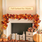 SHareconn 9ft Fall Garland with Lights and Timer for Mantle