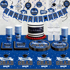 DAZONGE Graduation Decorations 2026 Blue, 265pcs Graduation Party Decorations 2026, Disposable Tableware Set for 50 Guests, Plates, Cups, Tablecloth with Congrats Grad Hanging Decor