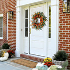 24 Inch Harvest Fall Wreaths for Front Door Outside with Bow & Red Berries