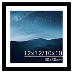 JCJMY 12x12 Picture Frame with Mat for 30 x 30cm Diamond Art Painting, Display Photo 10x10 or 12 x 12 Without Mat, Wall Hanging Large Frame with Plexiglass, Black