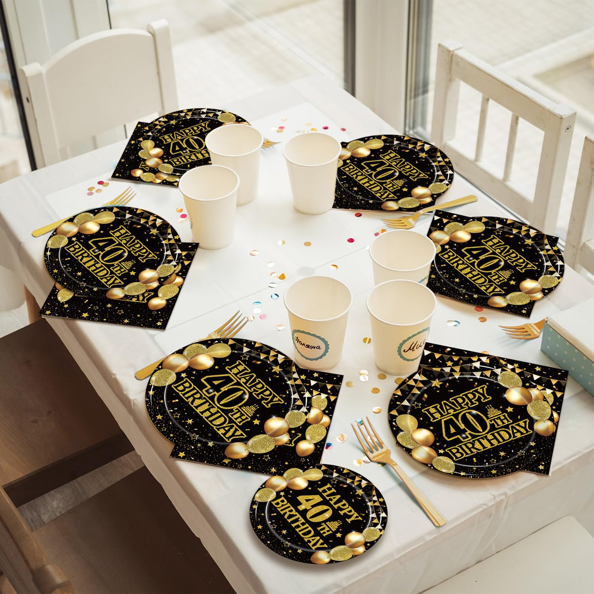 Kepeel 96Pcs 40th Birthday Party Tableware Set, Back in 1984 Birthday Party Decorations Supplies for Men Women Cheers to 40 Years Birthday Party Dessert Plates Napkins Forks Favors, Serve 24