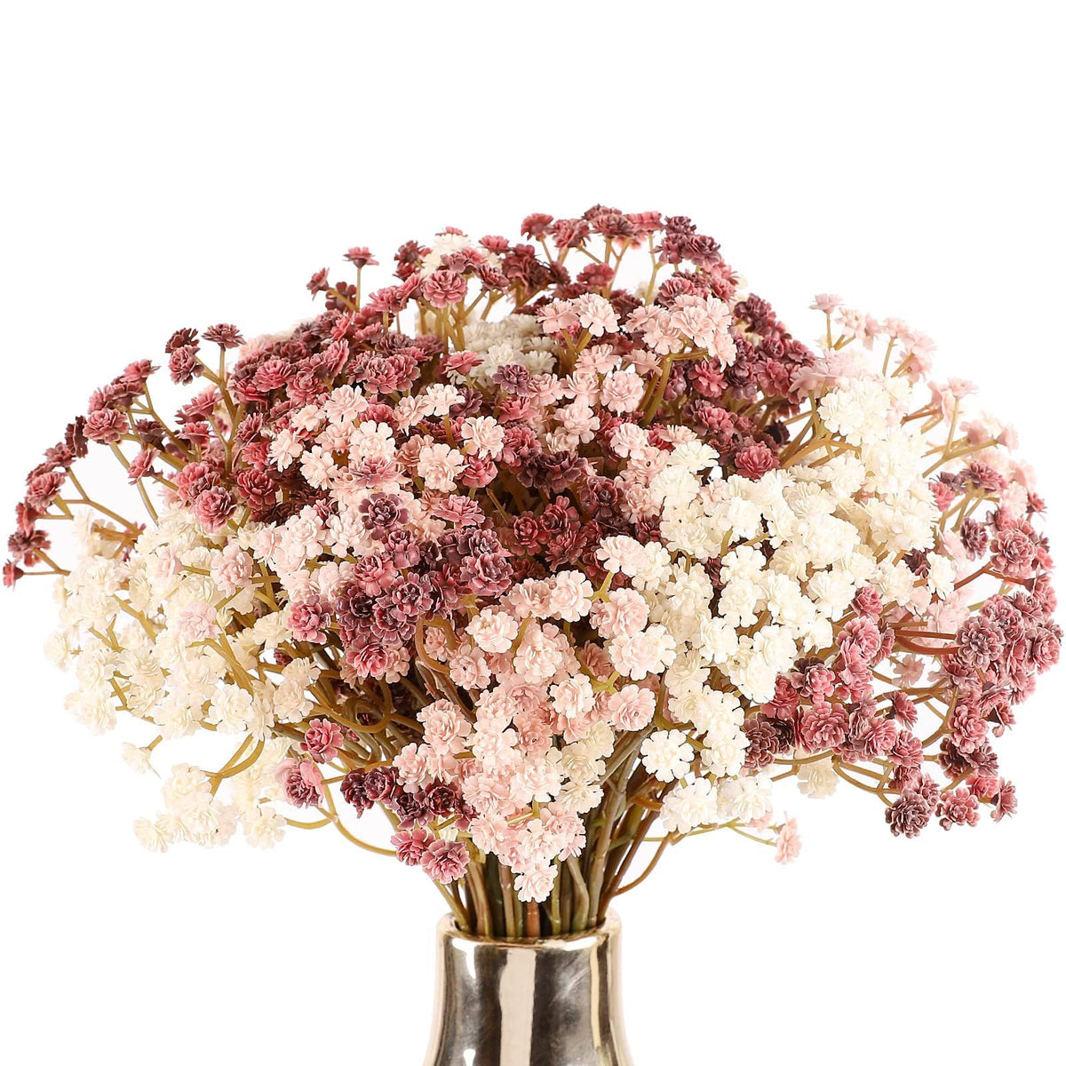 N&T NIETING Baby Breath Flowers Artificial Bulk, 10Pcs Fake Gypsophila Plants Bouquets Flowers Real Touch Faux Babies Breath Arrangement for Home Wedding Party Vase Decoration Fall Pink