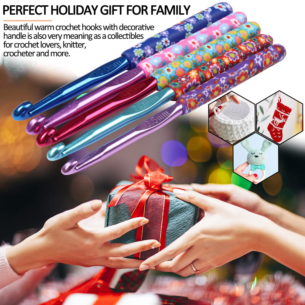 Coopay Large Size Warm Crochet Hooks for Crocheter, 6.5mm to 10mm Crochet Kit Crochet Hook Set Art Aluminum Soft Grip Crochet Needles for Crocheting, Comfort Knitting Hook Knitting & Crochet Supplies