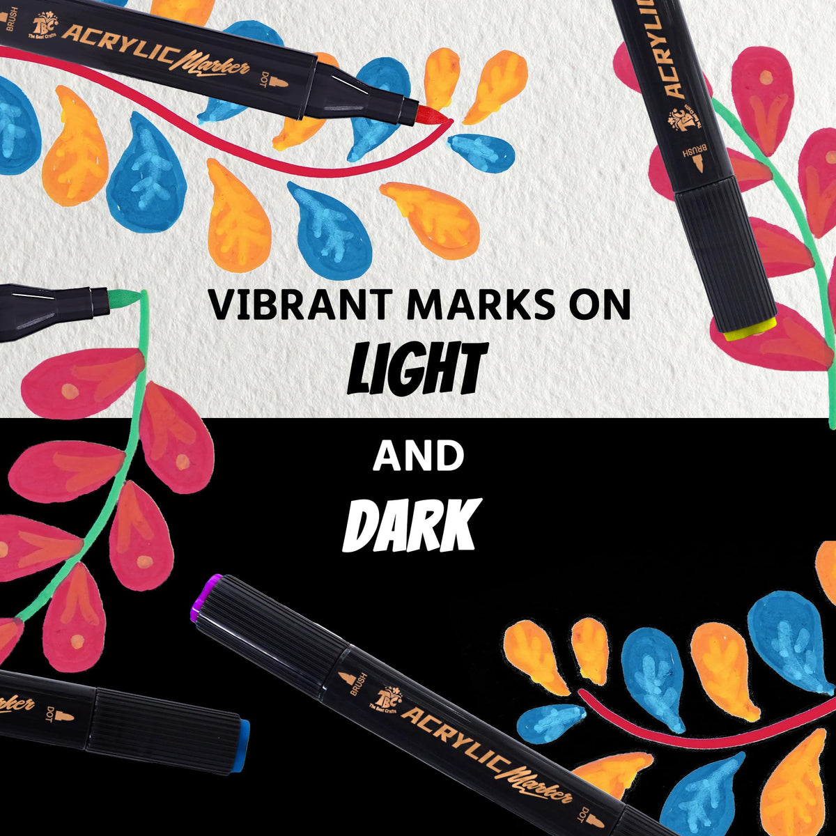 TBC The Best Crafts Handmade Box Art Set with Large Capacity Acrylic Markers, Dual Tip, Assorted Colors (24 Colors)