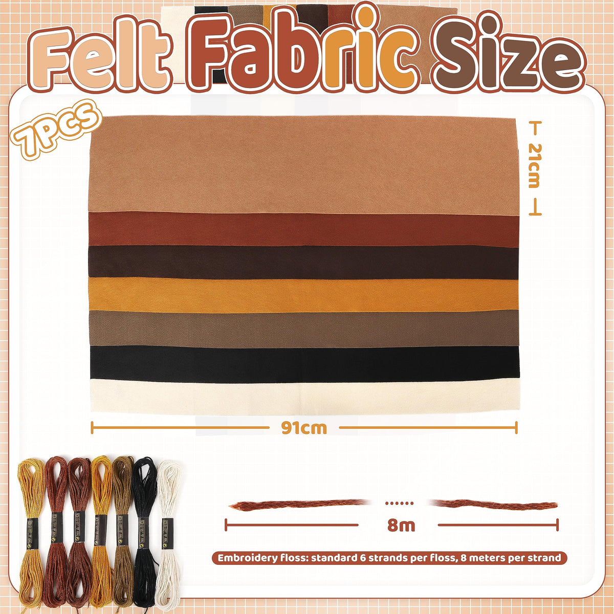 Felt Fabric Sheets: ZAIONE 7 Rolls 8''x35'' Felt Sheets Assorted Colors 1.4mm Thick Felt Fabric Roll for DIY Crafts Sewing Squares Nonwoven Patchwork