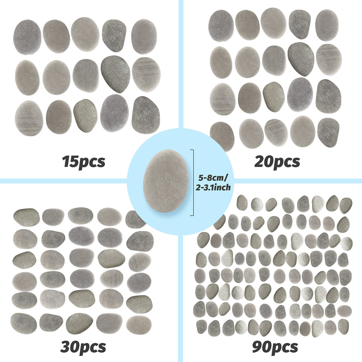 DALTACK 15-Piece Smooth River Rocks for Painting