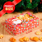 24 PCS Christmas Foil Treats Cookie Gift Boxes (8.75" x 5.75" x 2.75") Colorful Pattern Bakery Box with Window for Xmas Holiday Birthday Party Pastries, Cupcakes, Brownies, Donuts Gift-Giving