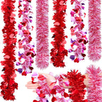 6 Pcs Valentine's Day Tinsel Garland Total 39Ft Red Heart Metallic Garland Decor Red and White Tinsel Garland Twist Garland Valentines Heart Tinsel Garland for Mantle Wedding Party Decoration Supply