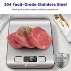 Etekcity Food Kitchen Scale, Digital Grams and Ounces for Weight Loss, Baking, Cooking, Keto and Meal Prep, LCD Display, Medium, 304 Stainless Steel