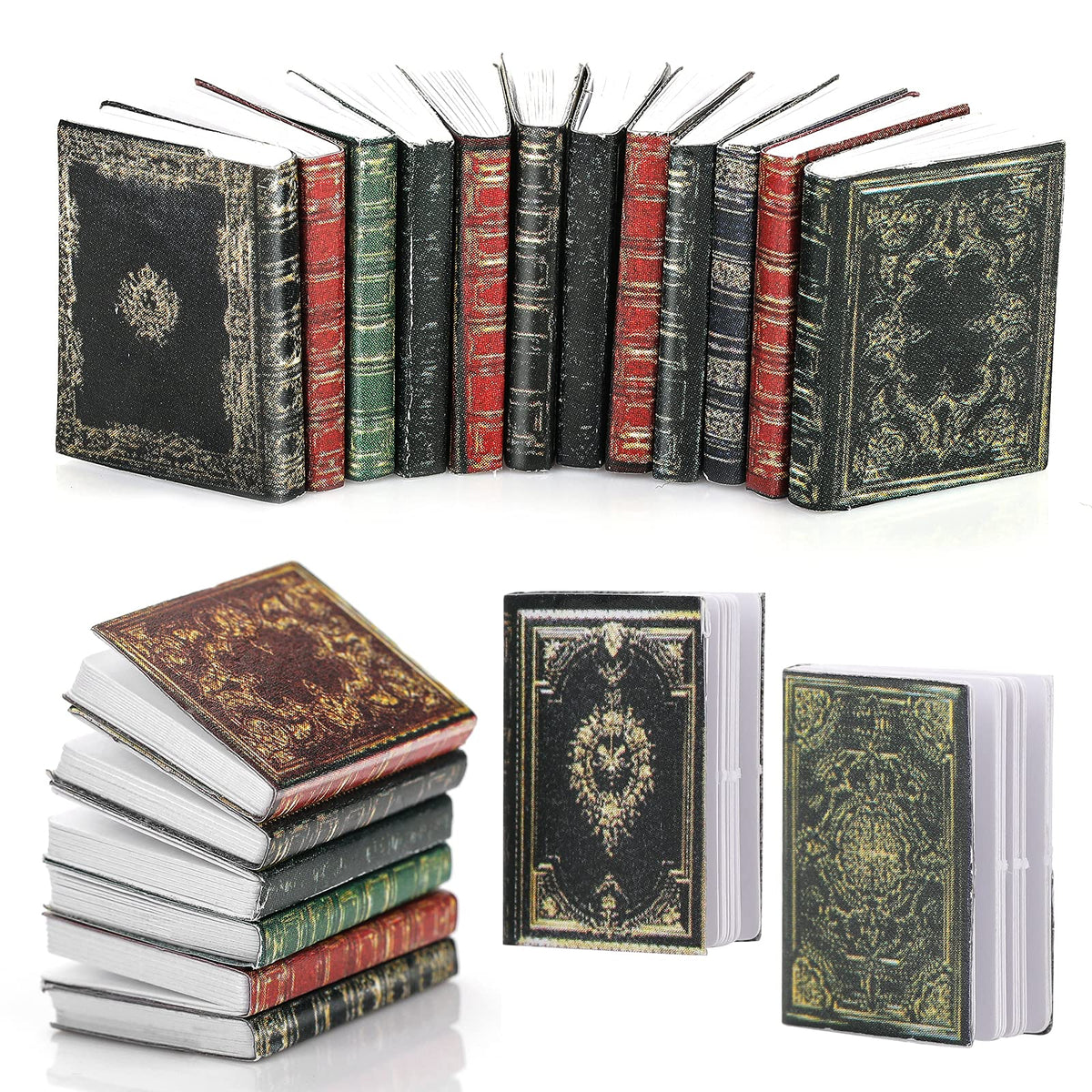 Molain Miniatures Dollhouse Books, 1:12 Scale Mini Books, Model Decoration for Dollhouse Accessories Boys and Girls Play Entertainment Supplies (12 Pcs)