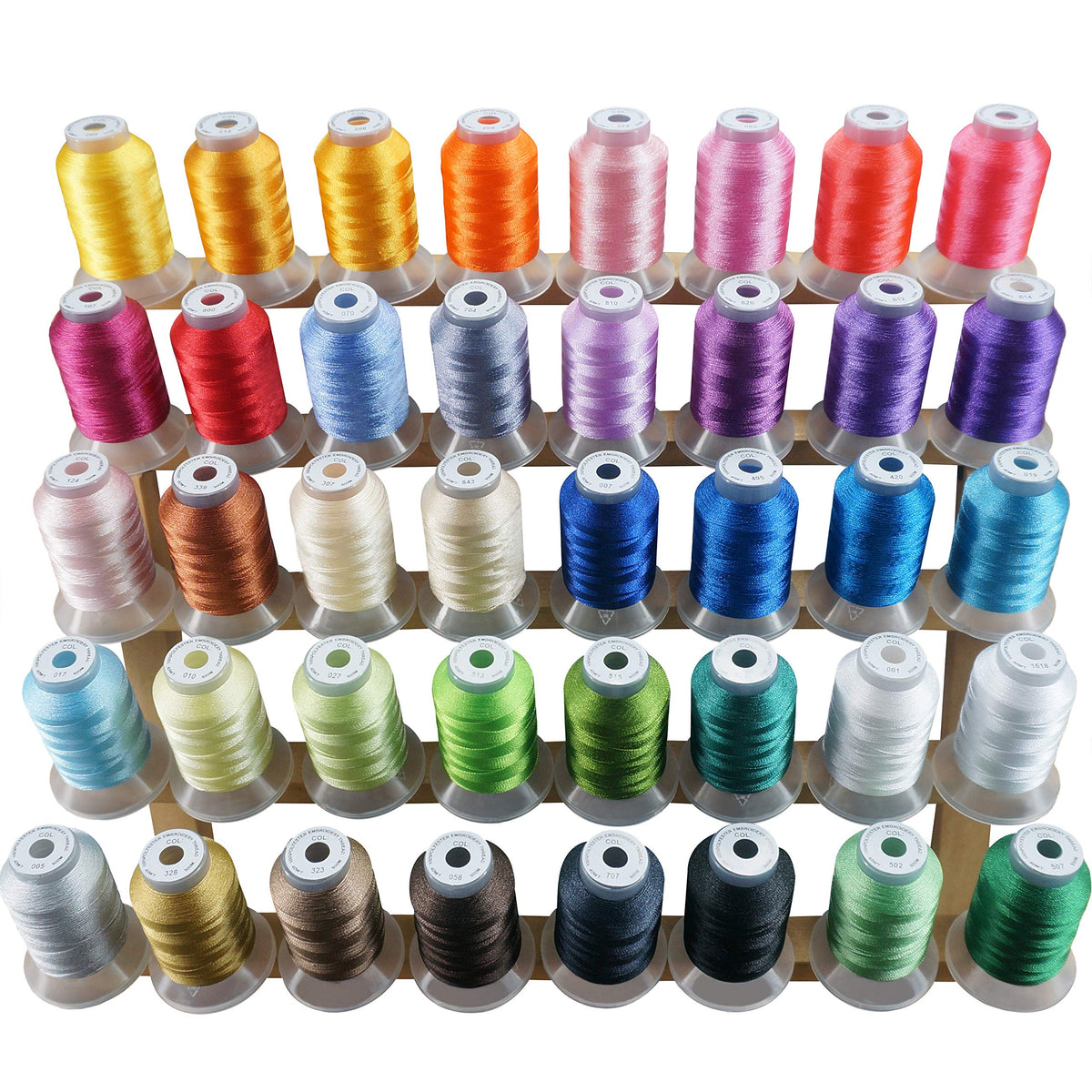 40 Colors Compatible with Brother Polyester Embroidery Machine Thread Kit 500M (550Y) Each Spool Compatible with Brother Babylock Janome Singer Pfaff Bernina Embroidery & Sewing Machine