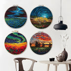 Maydear 4 Pack Embroidery Starter Kit with Pattern, Stamped Cross Stitch Kits for Beginners Adults with Embroidery Hoop and Instructions, Hand Embroidery Kit (Embroidery kit flower2)
