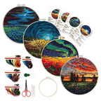 Maydear 4 Pack Embroidery Starter Kit with Pattern, Stamped Cross Stitch Kits for Beginners Adults with Embroidery Hoop and Instructions, Hand Embroidery Kit (Embroidery kit flower2)