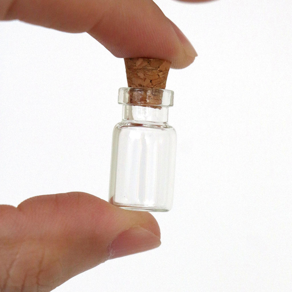 MaxMau 100pcs 1ml Small Mini Glass Bottles Jars with Cork Stoppers Tiny Vials for DIY Art Crafts Wedding Favors