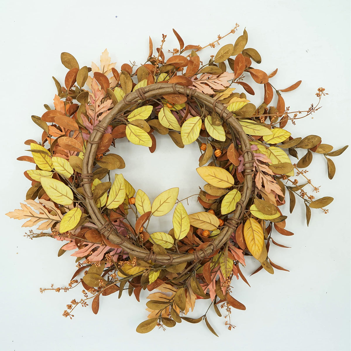 AMF0RESJ Artificial Fall Wreath for Front Door Autumn Wreath for Home Decor