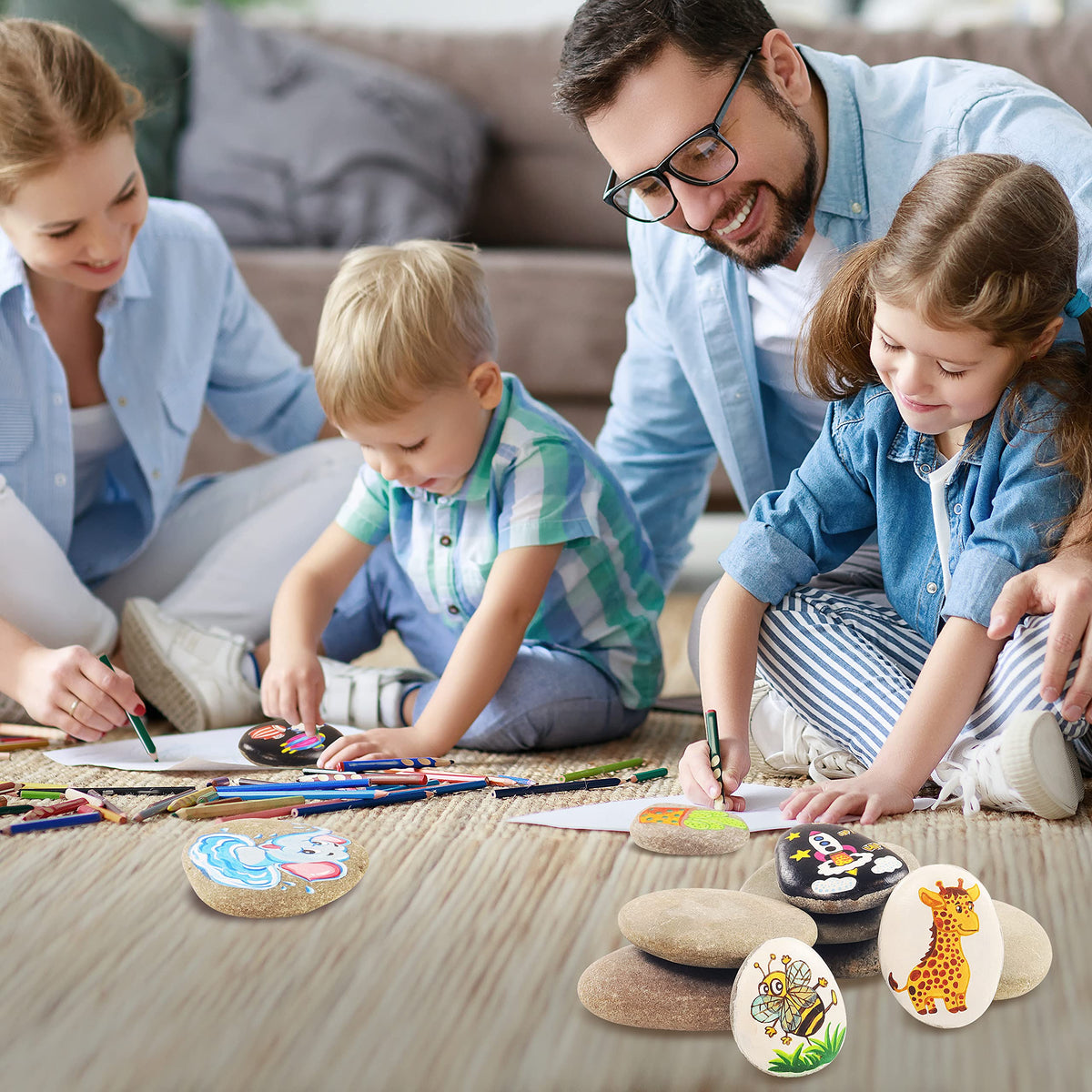 DALTACK 15-Piece Smooth River Rocks for Painting