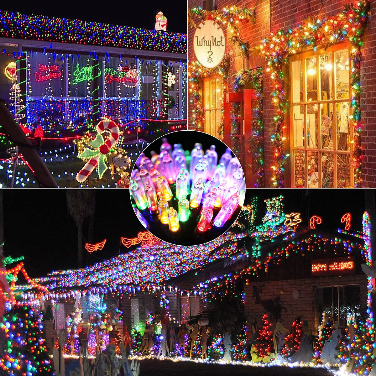 Flacchi Multicolor Christmas Lights 100 LED 33 ft Battery Operated String Lights Waterproof 8 Modes & Auto Timer Mini Lights for Party, Xmas Decorations, Outdoor & Indoor Decor