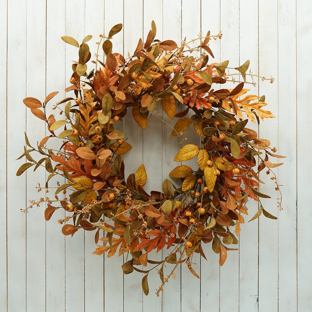 AMF0RESJ Artificial Fall Wreath for Front Door Autumn Wreath for Home Decor
