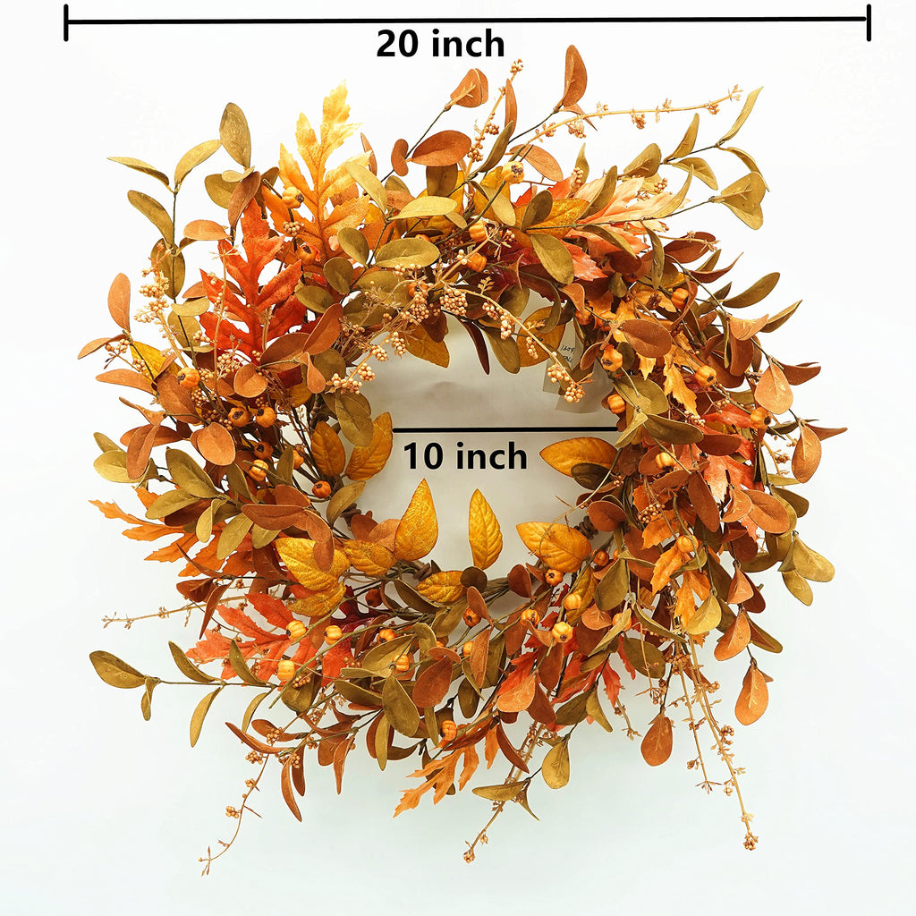 AMF0RESJ Artificial Fall Wreath for Front Door Autumn Wreath for Home Decor