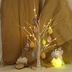 Easter Decorations kemooie 24 Inch Pre-lit White Birch Tree with 10 Hanging Easter Egg Ornaments, 24 Led Lights Battery Operated Easter Table Centerpiece for Party Birthday Home Spring Decoration