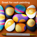 24 Metallic Acrylic Paint Markers - Paint Pens for Drawing, Brush + Fine Tips - For Fabric, Rock, Glass, Wood, Eggs - Art & Craft Supplies for Adults, Teens, Kids - Easter Basket Stuffers