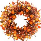 MAINGKAUNG 22-Inch Autumn Pumpkin Door Wreath