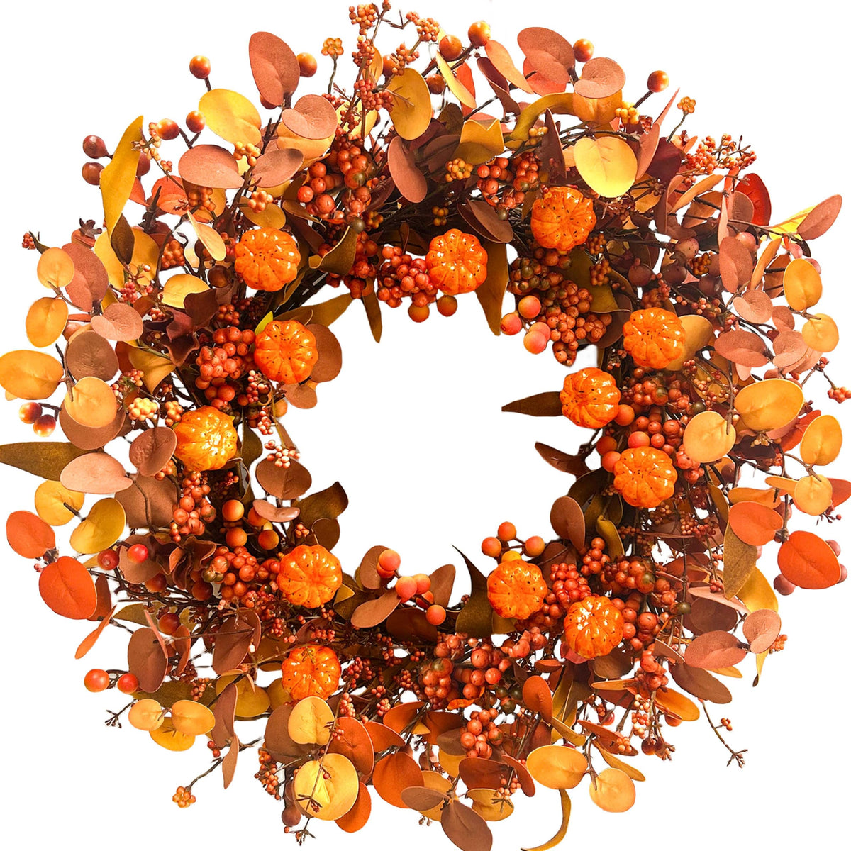 MAINGKAUNG 22-Inch Autumn Pumpkin Door Wreath