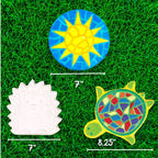 Creative Roots Mosaic Turtle, Hedgehog, & Sun Stepping Stone, Includes 3-Pack 7-Inch Ceramic Stepping Stone & 6 Vibrant Paints, Paint Your Own & DIY Stepping Stone for Kids Ages 8+