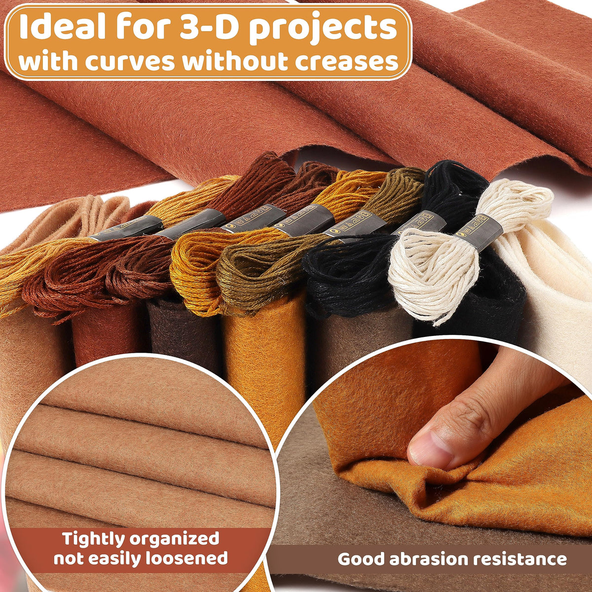 Felt Fabric Sheets: ZAIONE 7 Rolls 8''x35'' Felt Sheets Assorted Colors 1.4mm Thick Felt Fabric Roll for DIY Crafts Sewing Squares Nonwoven Patchwork